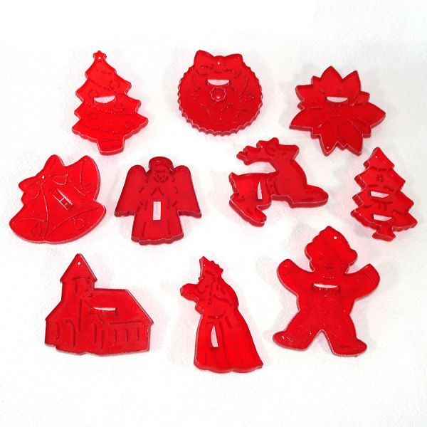 HRM Red Plastic Cookie Cutters in Christmas Candy Tin #3