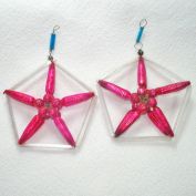 Pair Czech Wire Beaded Pink White Glass Christmas Ornaments