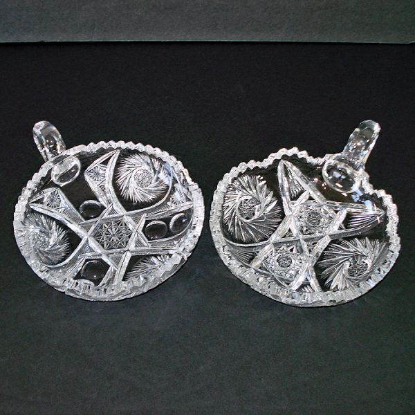 Pair American Brilliant Period Cut Glass Nappies Clearance