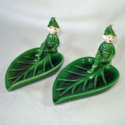 Treasure Craft Pair Pixie Elf Leaf Dishes