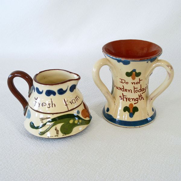 Torquay Motto Ware Creamer, 3 Handle Vase Scandy Design #2