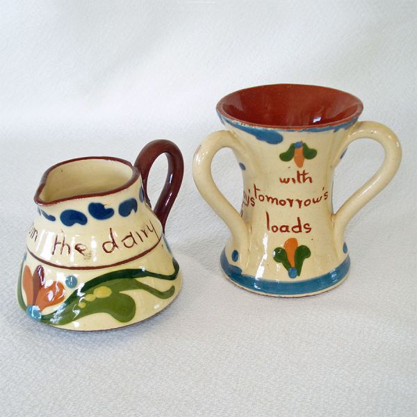Torquay Motto Ware Creamer, 3 Handle Vase Scandy Design #3