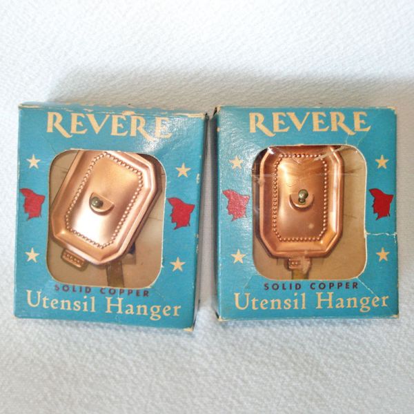 Pair Revere Ware Solid Copper Utensil Hangers #1