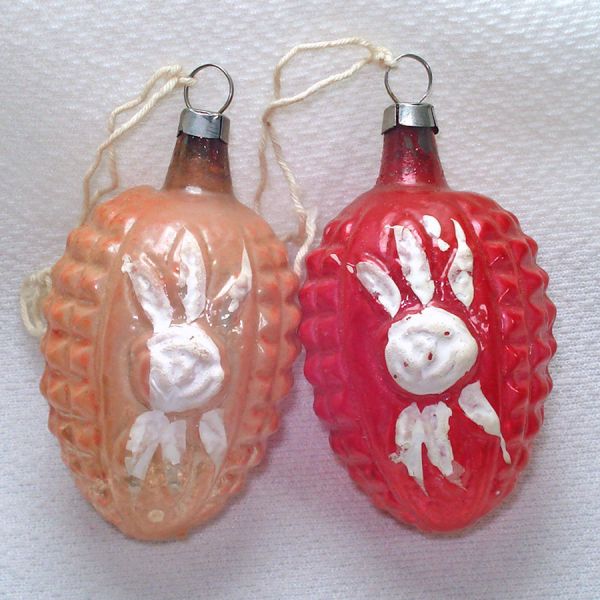 Embossed Rose German Glass Christmas Ornaments