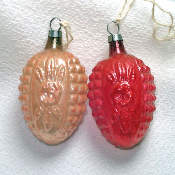 Embossed Rose German Glass Christmas Ornaments #2