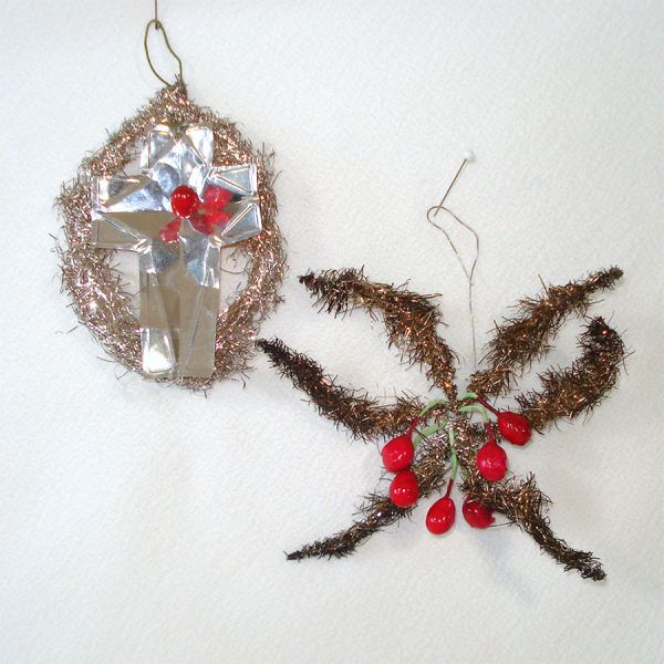 4 Antique Tinsel Paper Scrap Belsnickel Santa Christmas Ornaments Clearance #5