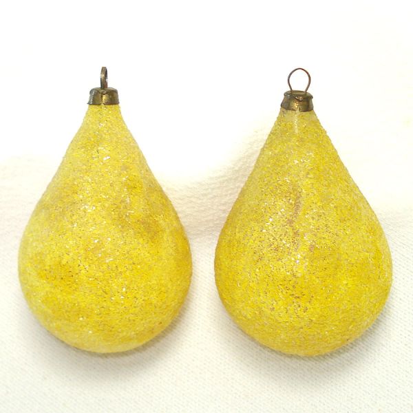 Small Antique Unsilvered Pears Glass Christmas Ornaments #3