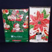 Pair Vintage Christmas Santa, Poinsettia Tablecloths Sealed Packages
