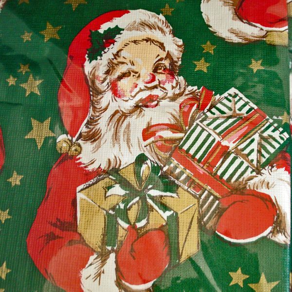 Pair Vintage Christmas Santa, Poinsettia Tablecloths Sealed Packages #3
