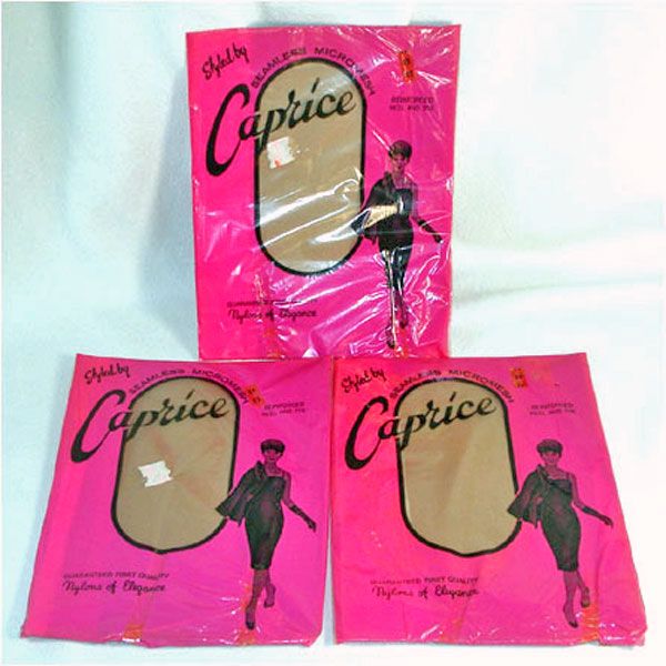 3 Pair 1960s Caprice Nylon Stockings Size 11 Clearance