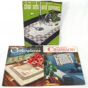 3 Crochet Pattern Instruction Books Chair Sets, Runners, Centerpieces Clearance
