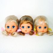 3 Blonde Hair 1970s Vinyl Craft Doll Heads