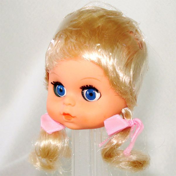 3 Blonde Hair 1970s Vinyl Craft Doll Heads #3