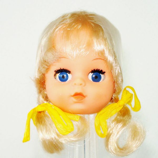3 Blonde Hair 1970s Vinyl Craft Doll Heads #5