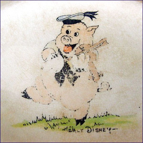 Disney 3 Pigs 1930s Divided Childs Feeding Plate #3