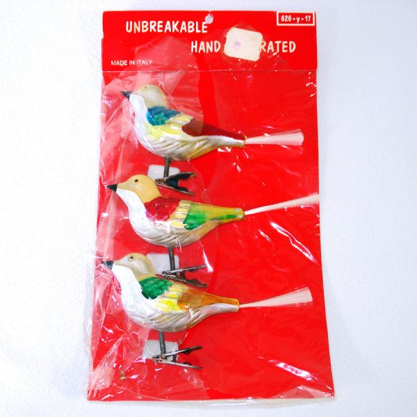 Package Italian Clip on Bird Christmas Ornaments Unused