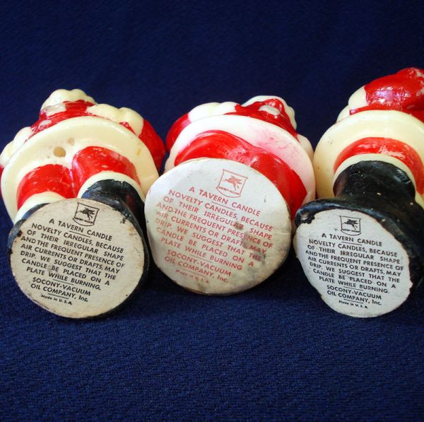 Three 1950s Tavern Santa Claus Christmas Candles Clearance #3