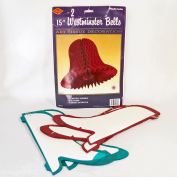 Pack 4 Large Beistle Tissue Christmas Bells 15 Inch