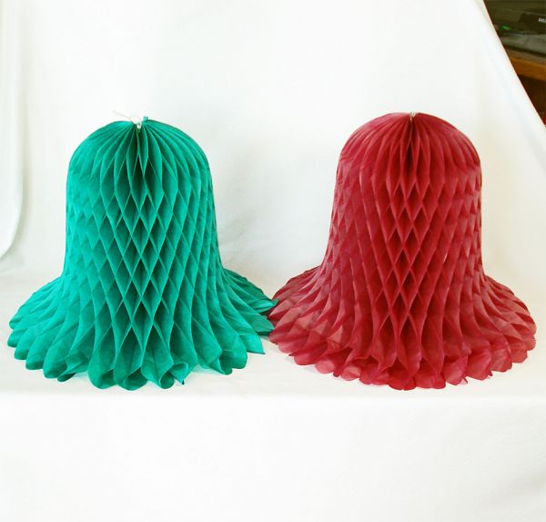 Pack 4 Large Beistle Tissue Christmas Bells 15 Inch #2