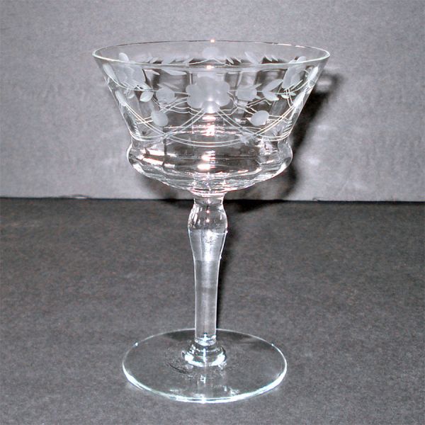 4 Paneled Optic Crystal Liquor Cocktail Stems Cut Swags Flowers #3