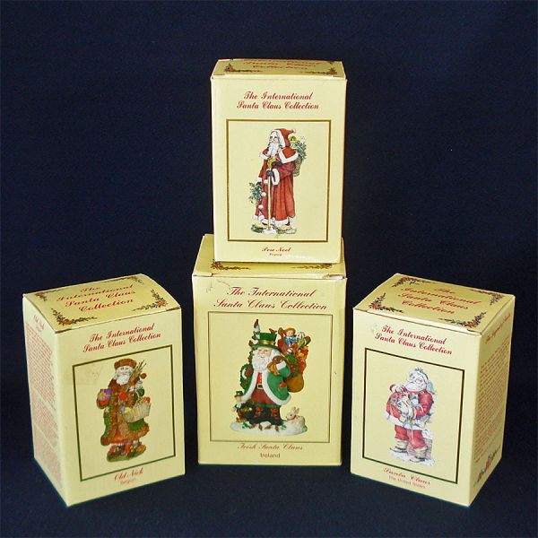 4 International Santa Claus Collection Figurines Mint in Boxes