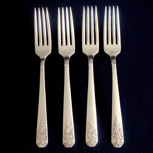 Margate aka Arcadia 1938 Oneida 4 Silverplate Dinner Forks Clearance