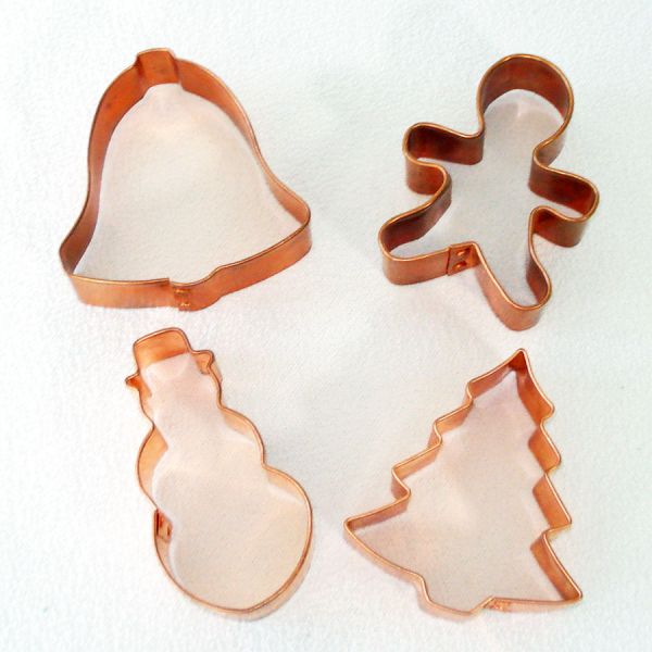 Solid Copper Christmas Cookie Cutters Set of 4