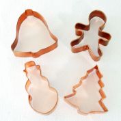 Solid Copper Christmas Cookie Cutters Set of 4