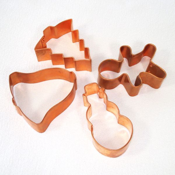 Solid Copper Christmas Cookie Cutters Set of 4 #2