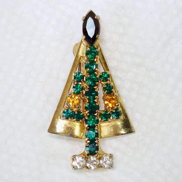 Lot 4 Enamel, Rhinestone Christmas Jewelry Pins Brooches #3