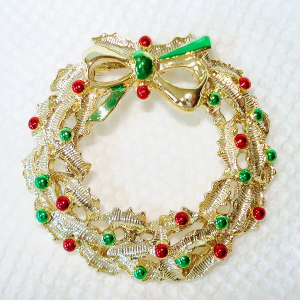 Lot 4 Enamel, Rhinestone Christmas Jewelry Pins Brooches #4