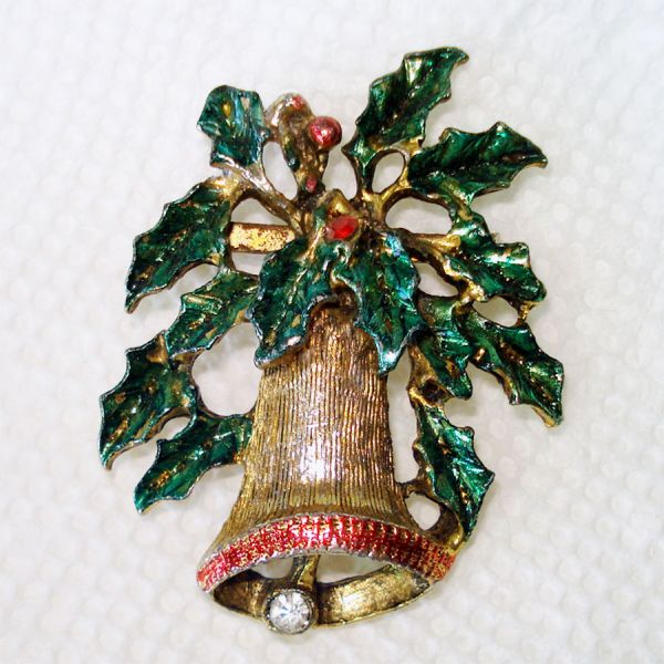 Lot 4 Enamel, Rhinestone Christmas Jewelry Pins Brooches #6