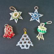 7 Hand Crafted Dimensional Beaded Christmas Ornaments