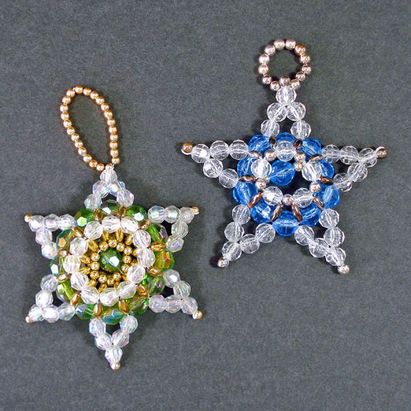 7 Hand Crafted Dimensional Beaded Christmas Ornaments #2