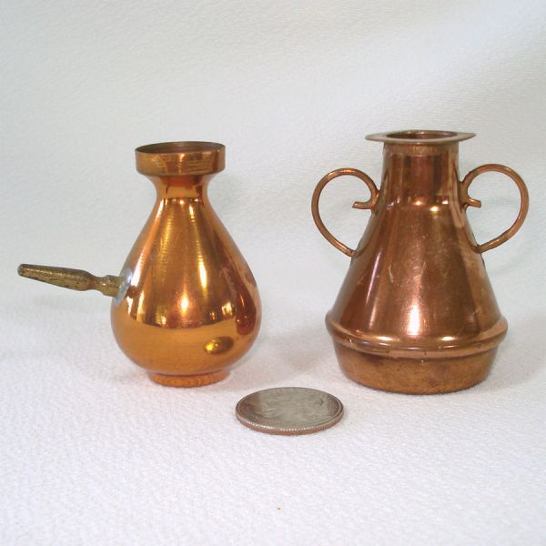 Miniature Solid Copper Kitchenware 5 Pieces Doll Display #5