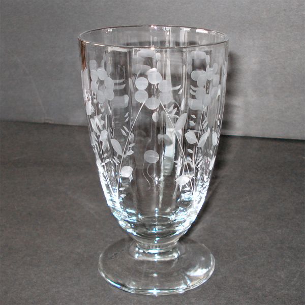 6 Libbey Rock Sharpe Optic Flower Cutting Footed Tumblers #3