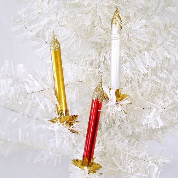 Clip On Glass Candle Christmas Ornaments, Set of 6 #2