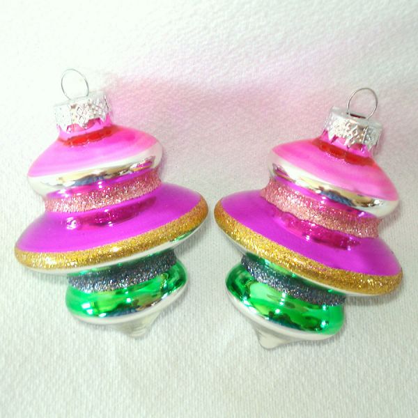 6 Colorful Glittered Silvered Shapes Christmas Ornaments #2