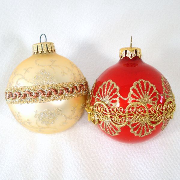 Decorated Vintage Glass Christmas Ornaments Lot of 9 #3