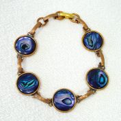 Blue Paua Shell Bezel Link Bracelet