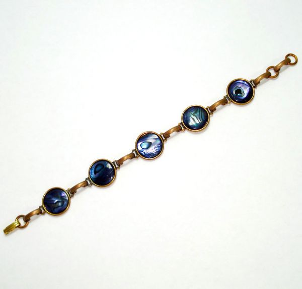 Blue Paua Shell Bezel Link Bracelet #2