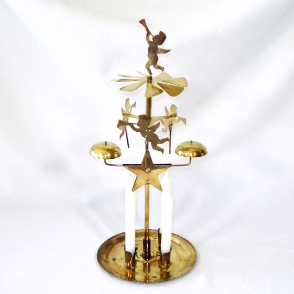 Box 1940s Swedish Brass Angel Reindeer Christmas Candle Chimes #2
