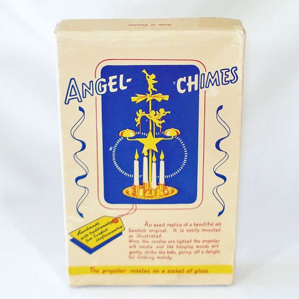 Box 1940s Swedish Brass Angel Reindeer Christmas Candle Chimes #4