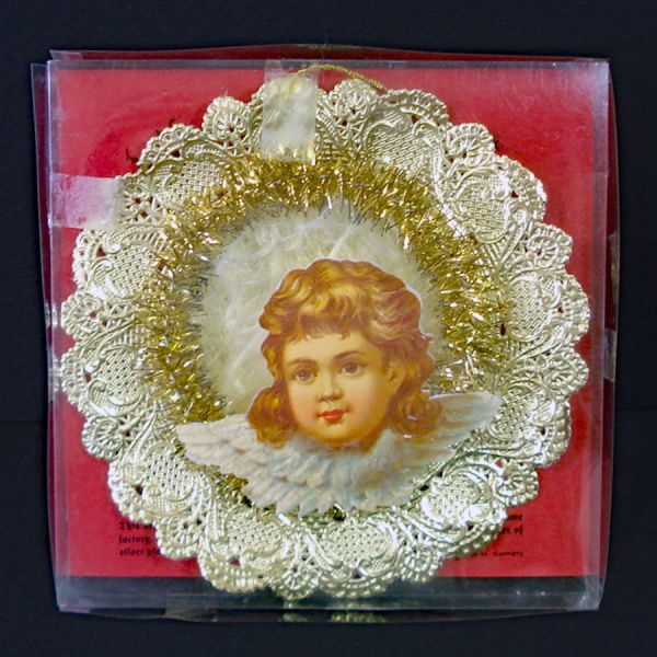 German Angel Paper Scrap Tinsel Christmas Ornament Mint #1