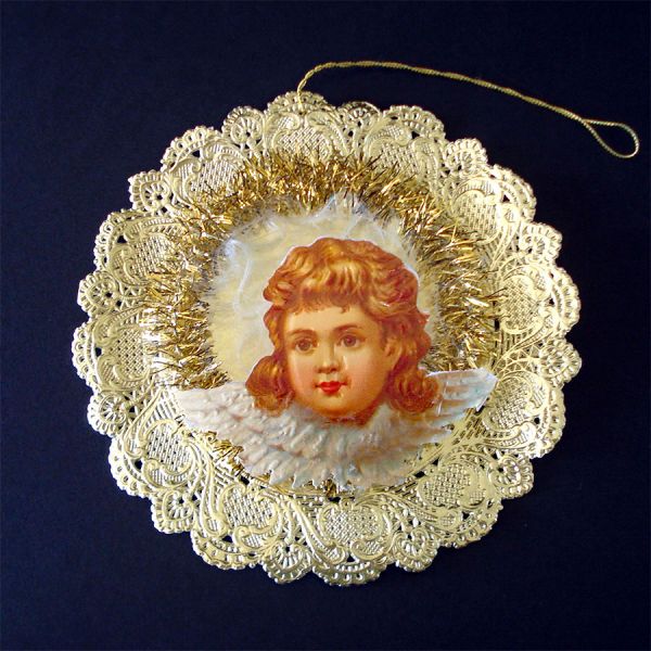 German Angel Paper Scrap Tinsel Christmas Ornament Mint Clearance #2