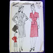 Advance 1940s Jacket and Skirt Suit Pattern Size 16 Clearance