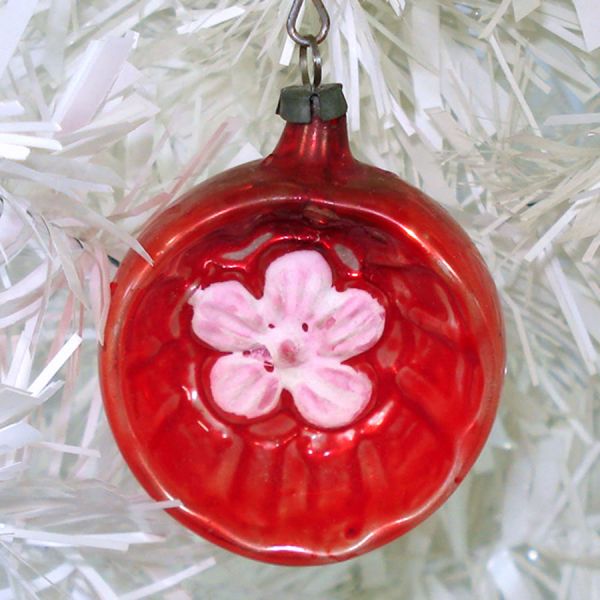 Antique Germany Flower Indent Glass Christmas Ornament #2