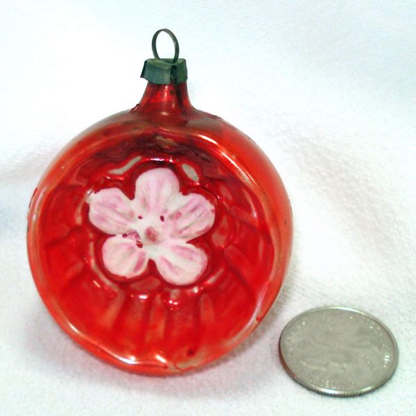 Antique Germany Flower Indent Glass Christmas Ornament #4