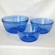 Anchor Hocking Blue Glass Nesting Mixing Bowl Set