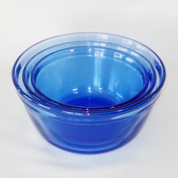 Anchor Hocking Blue Glass Nesting Mixing Bowl Set #2